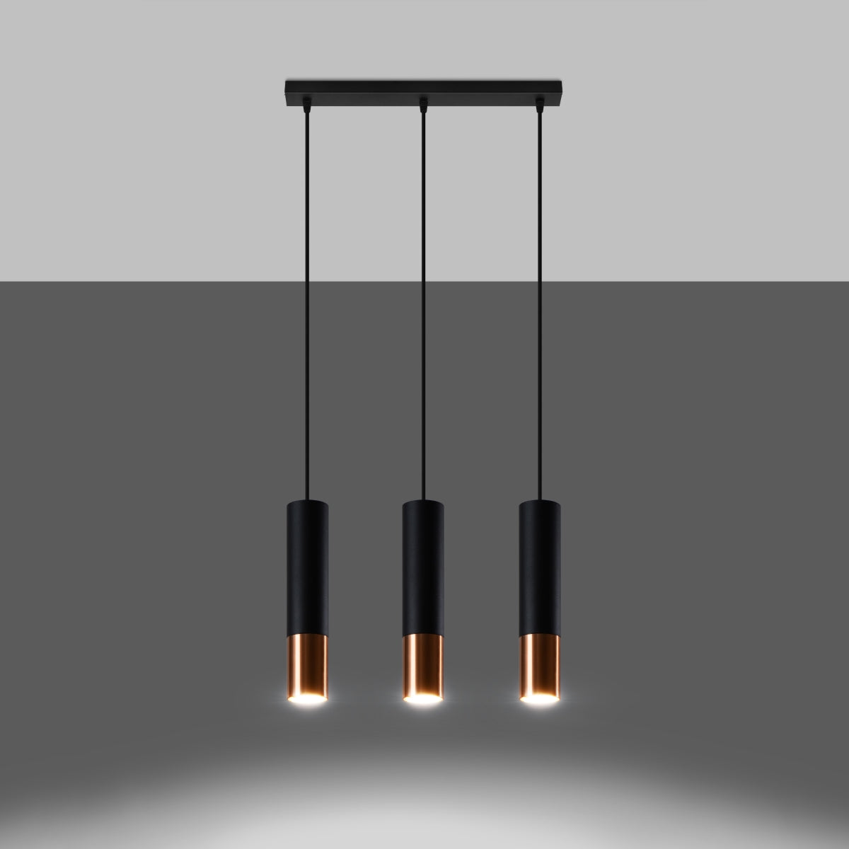 Pendelleuchte LOOPEZ 3L schwarz & kupfer Sollux Lighting