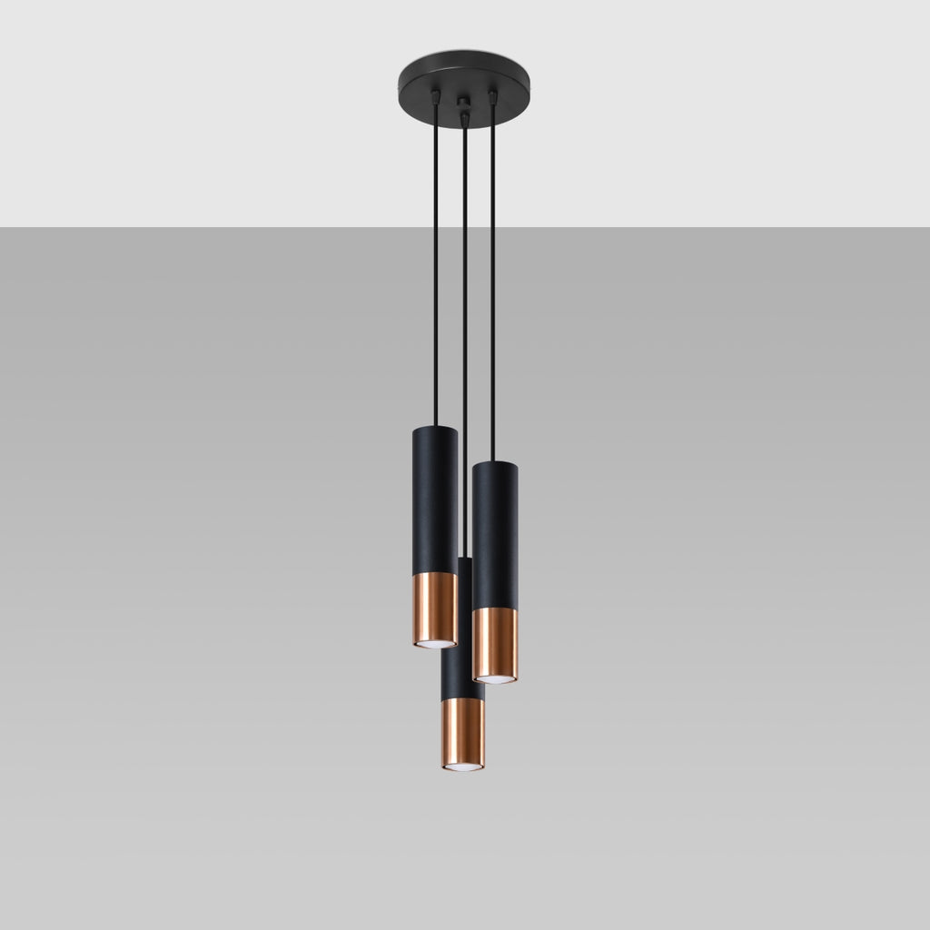 Pendelleuchte LOOPEZ 3P schwarz & kupfer Sollux Lighting