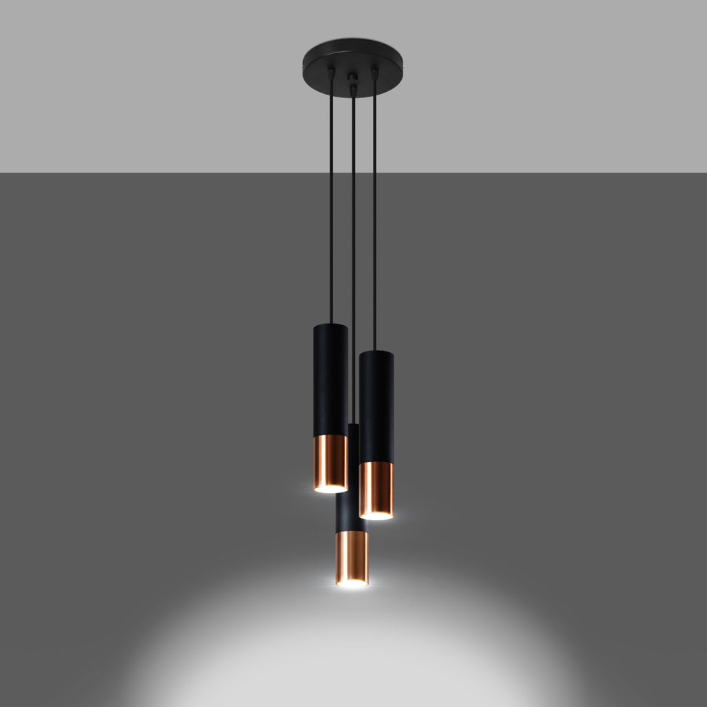 Pendelleuchte LOOPEZ 3P schwarz & kupfer Sollux Lighting