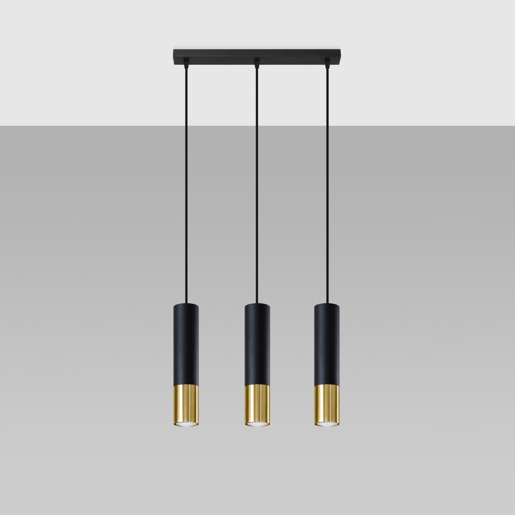 Pendelleuchte LOOPEZ 3L schwarz & gold Sollux Lighting