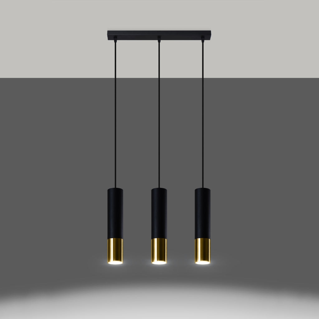 Pendelleuchte LOOPEZ 3L schwarz & gold Sollux Lighting