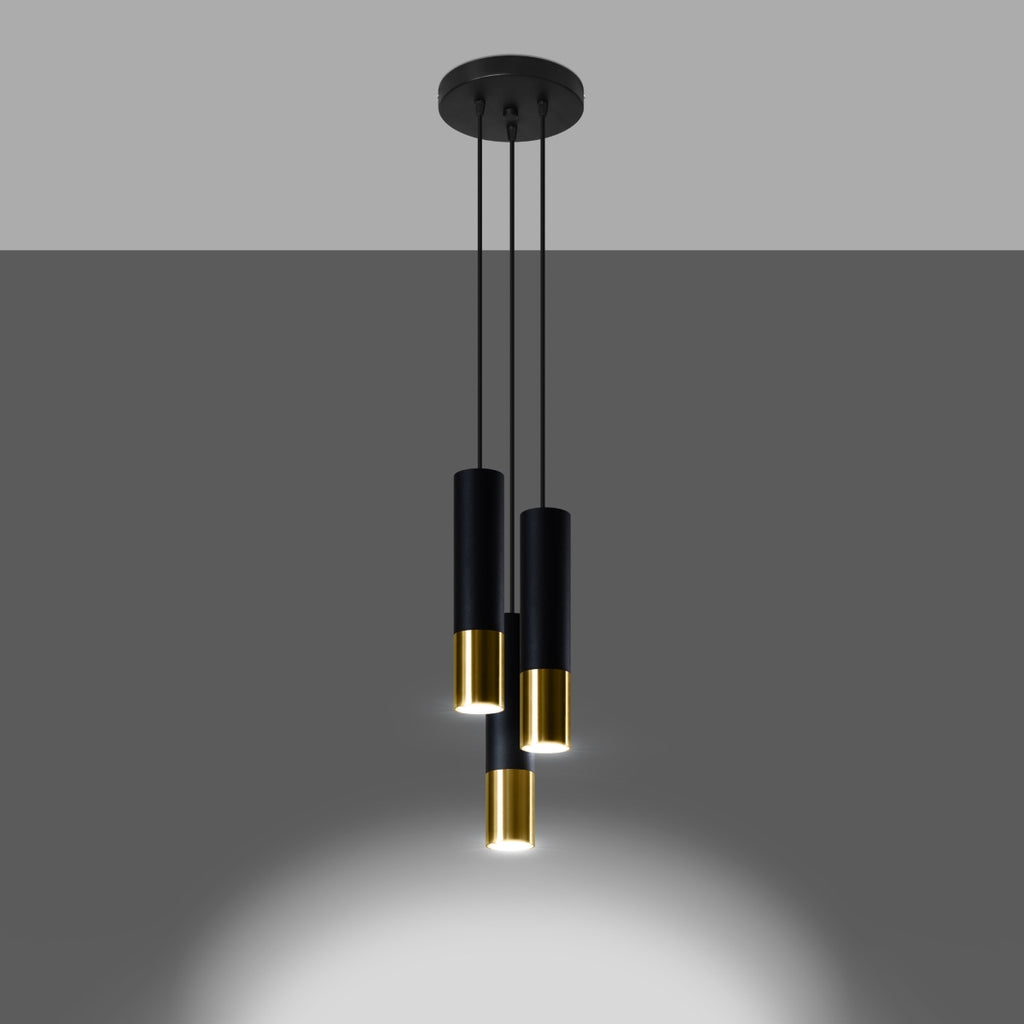Pendelleuchte LOOPEZ 3P schwarz & gold Sollux Lighting