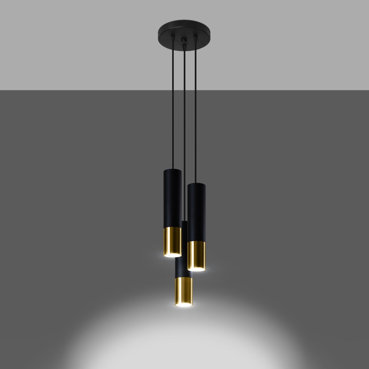 Pendelleuchte LOOPEZ 3P schwarz & gold Sollux Lighting