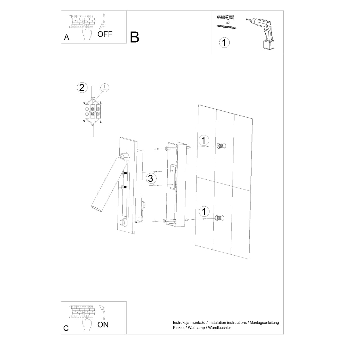 Wandleuchte ENIF schwarz Sollux Lighting