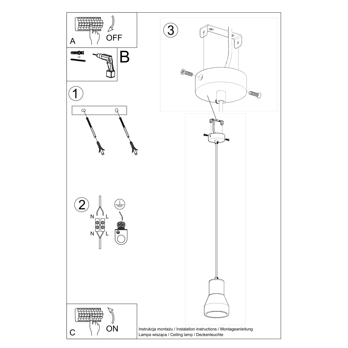 Pendelleuchte QUBIC schwarz Sollux Lighting