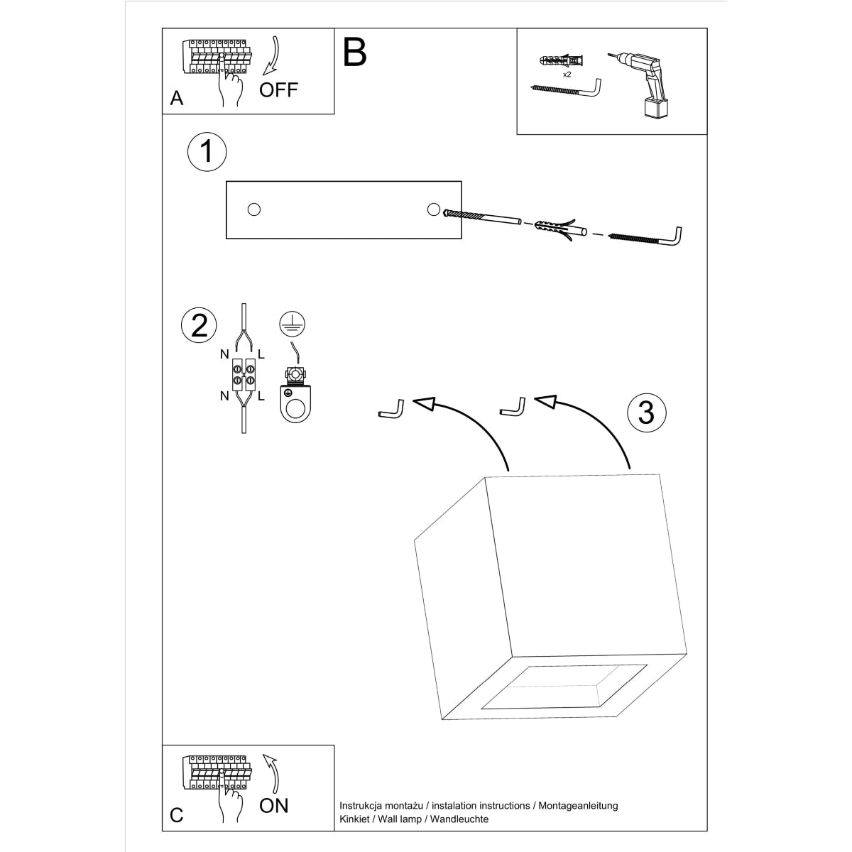 Wandleuchte LEO Beton Sollux Lighting