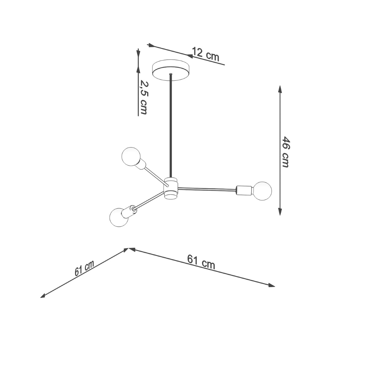 Pendelleuchte LANGO 3 schwarz Sollux Lighting