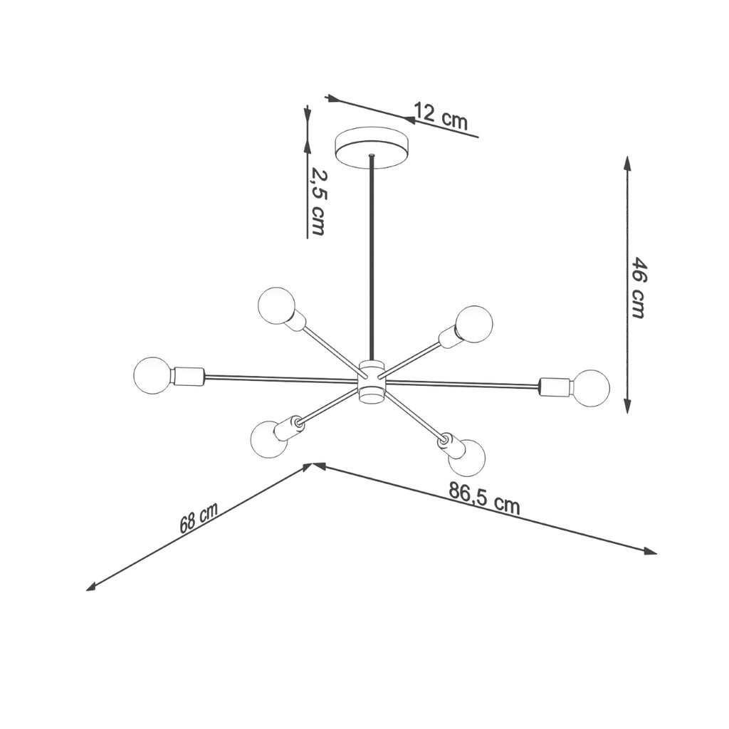 Pendelleuchte LANGO 6 schwarz Sollux Lighting