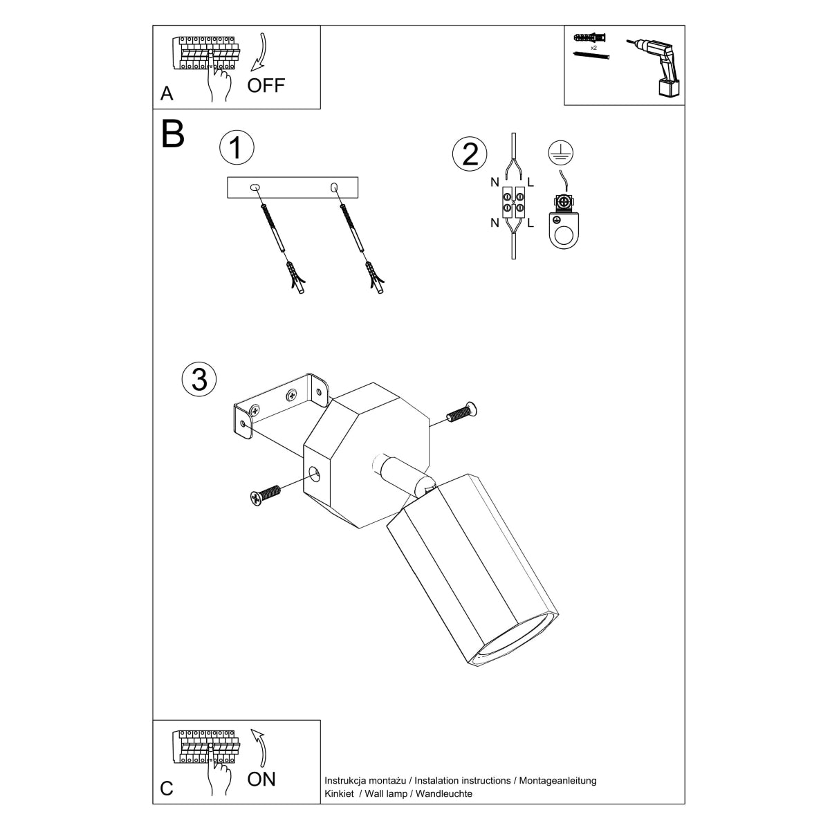 Wandleuchte ZEKE Eiche Sollux Lighting