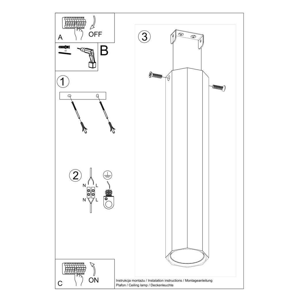 Deckenleuchte - Spot - Strahler ZEKE 30 Eiche Sollux Lighting