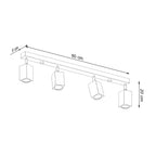 Deckenleuchte - Spot - Strahler KEKE 4 Eiche Sollux Lighting