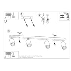 Deckenleuchte - Spot - Strahler BERG 4 Naturholz Sollux Lighting