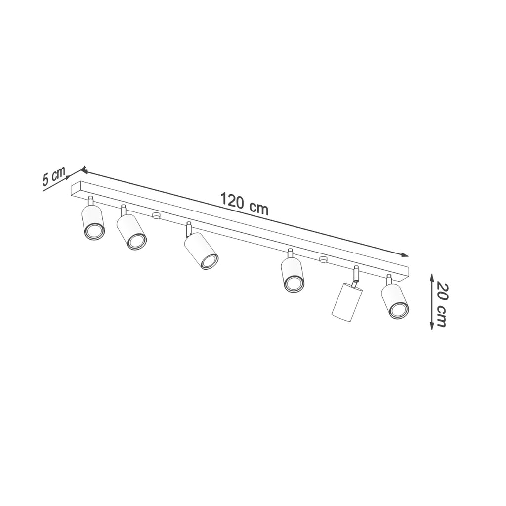 Deckenleuchte - Spot - Strahler BERG 6 Naturholz Sollux Lighting