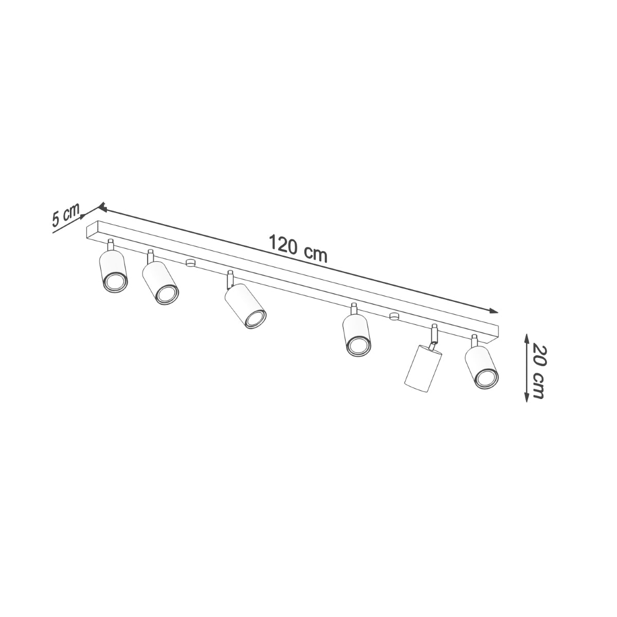 Deckenleuchte - Spot - Strahler BERG 6 Naturholz Sollux Lighting