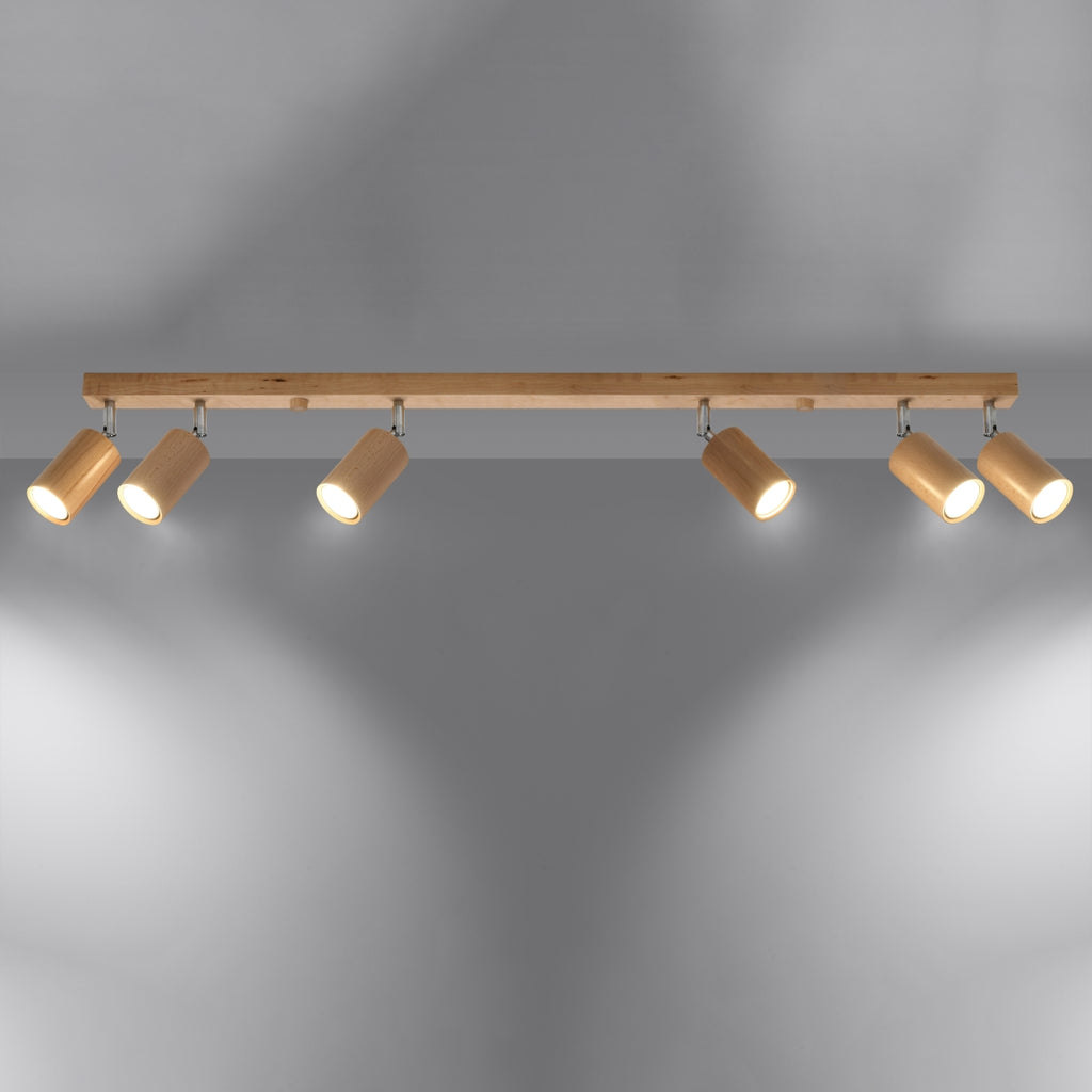 Deckenleuchte - Spot - Strahler BERG 6 Naturholz Sollux Lighting