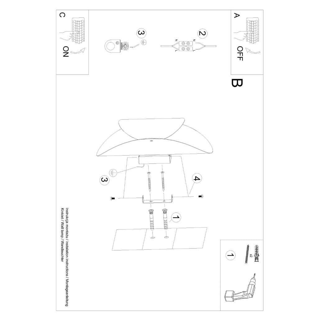 Wandleuchte TEAR schwarz Sollux Lighting