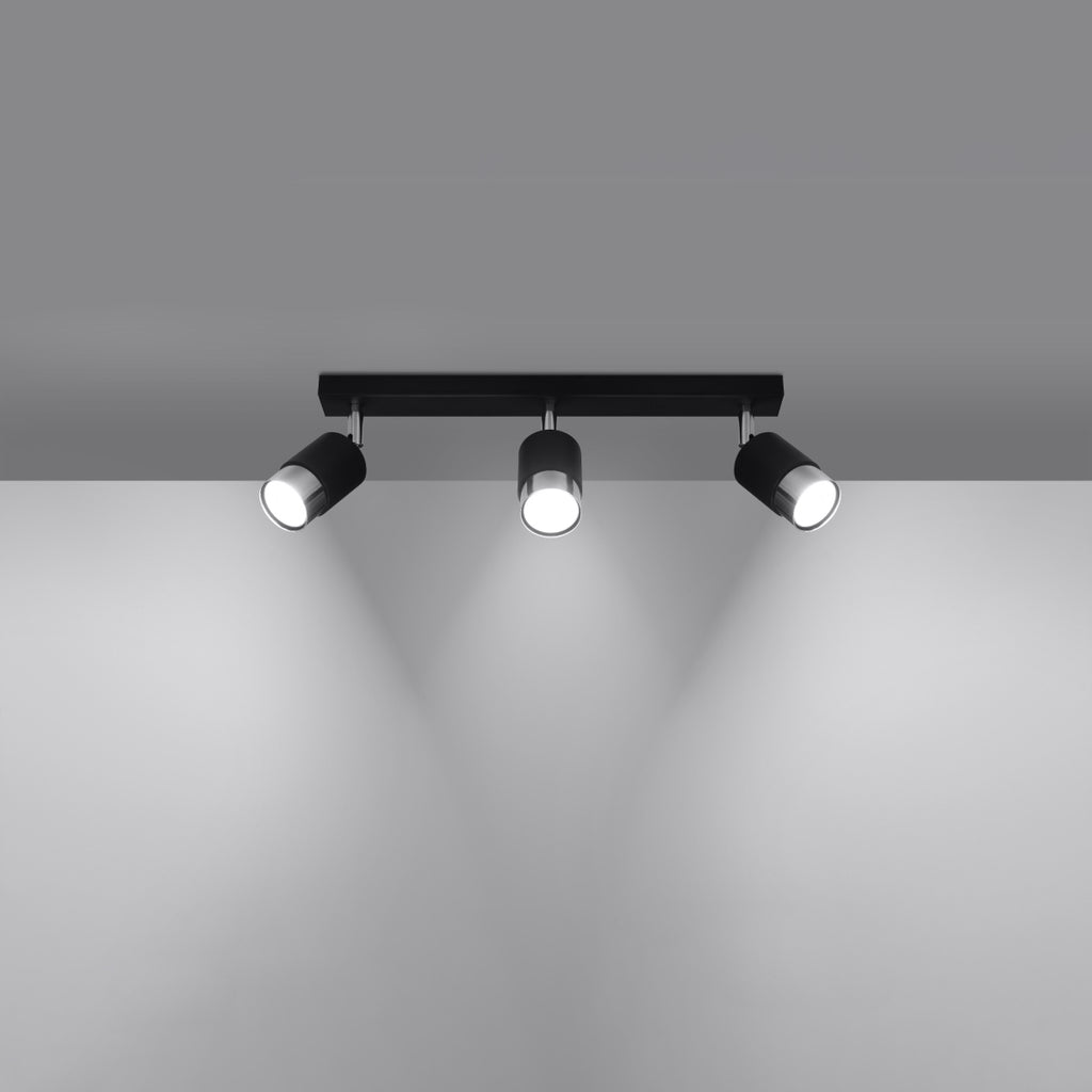 Deckenleuchte - Spot - Strahler NERO 3 schwarz & chrom Sollux Lighting