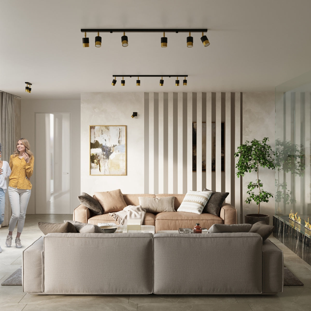 Deckenleuchte - Spot - Strahler NERO 4 schwarz & gold Sollux Lighting