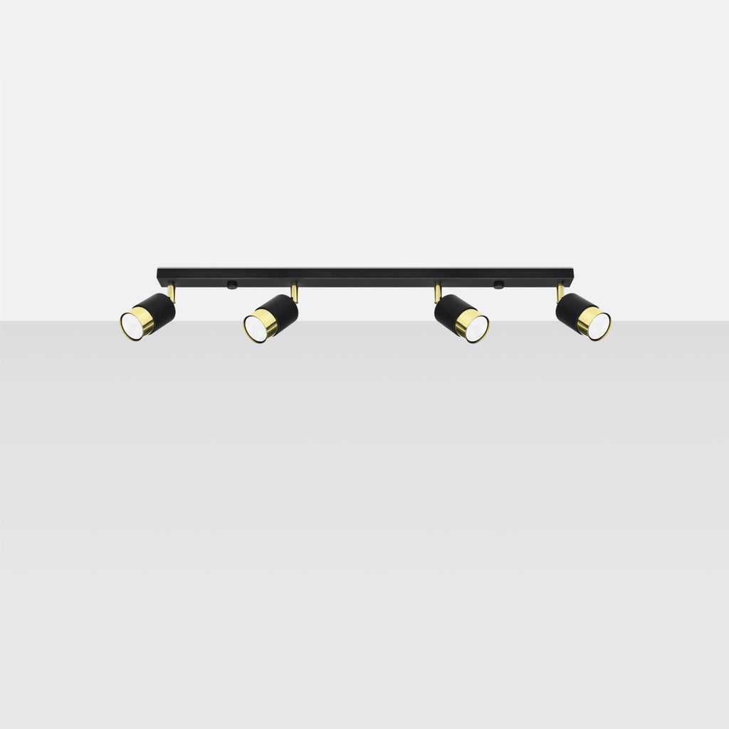 Deckenleuchte - Spot - Strahler NERO 4 schwarz & gold Sollux Lighting