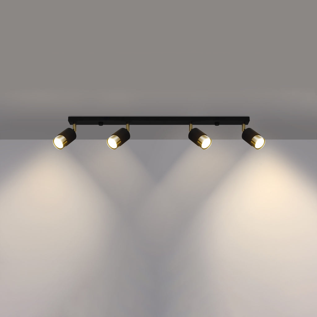 Deckenleuchte - Spot - Strahler NERO 4 schwarz & gold Sollux Lighting