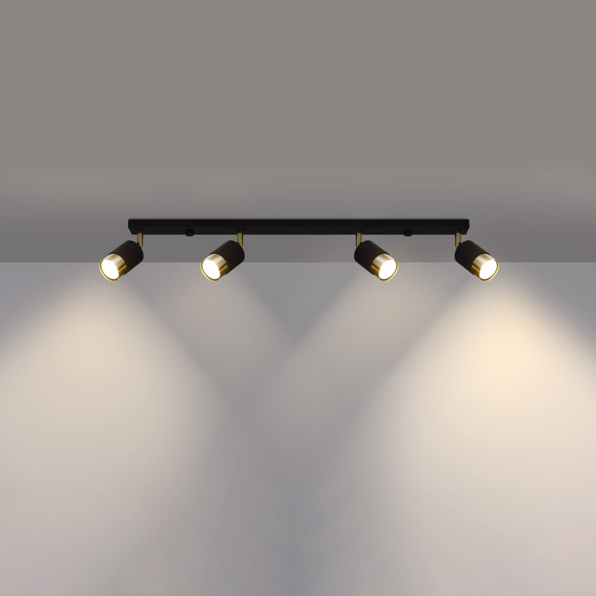 Deckenleuchte - Spot - Strahler NERO 4 schwarz & gold Sollux Lighting