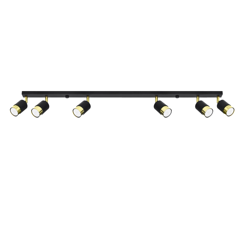Deckenleuchte - Spot - Strahler NERO 6 schwarz & gold Sollux Lighting