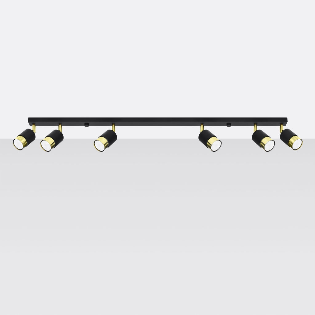 Deckenleuchte - Spot - Strahler NERO 6 schwarz & gold Sollux Lighting
