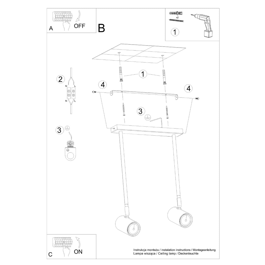 Deckenleuchte - Spot - Strahler NORANO 2 schwarz Sollux Lighting