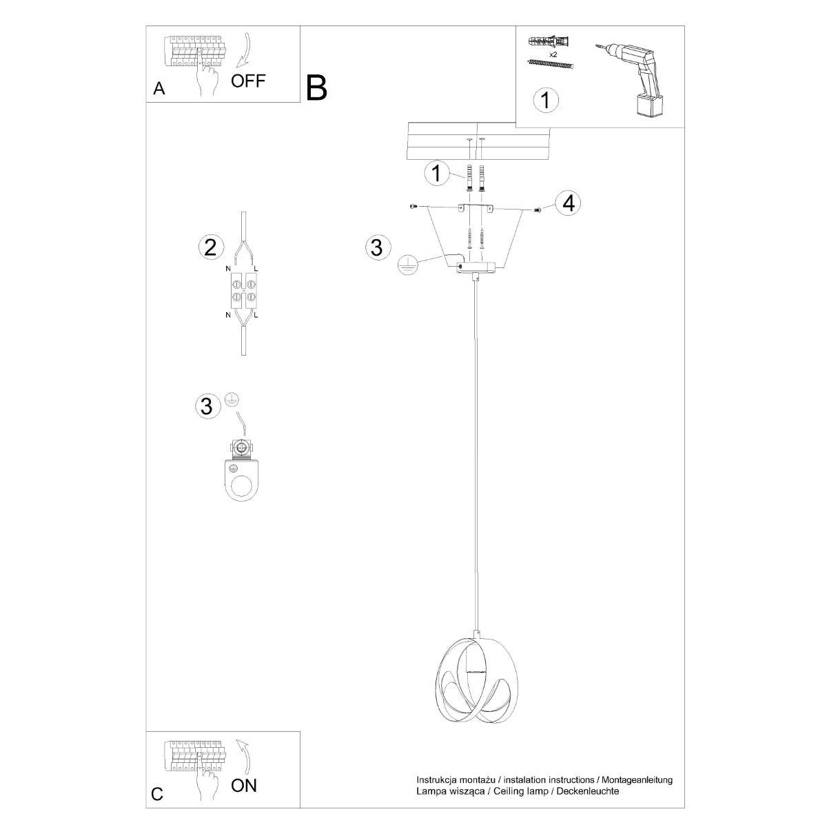Pendelleuchte TULOS 1 weiß Sollux Lighting