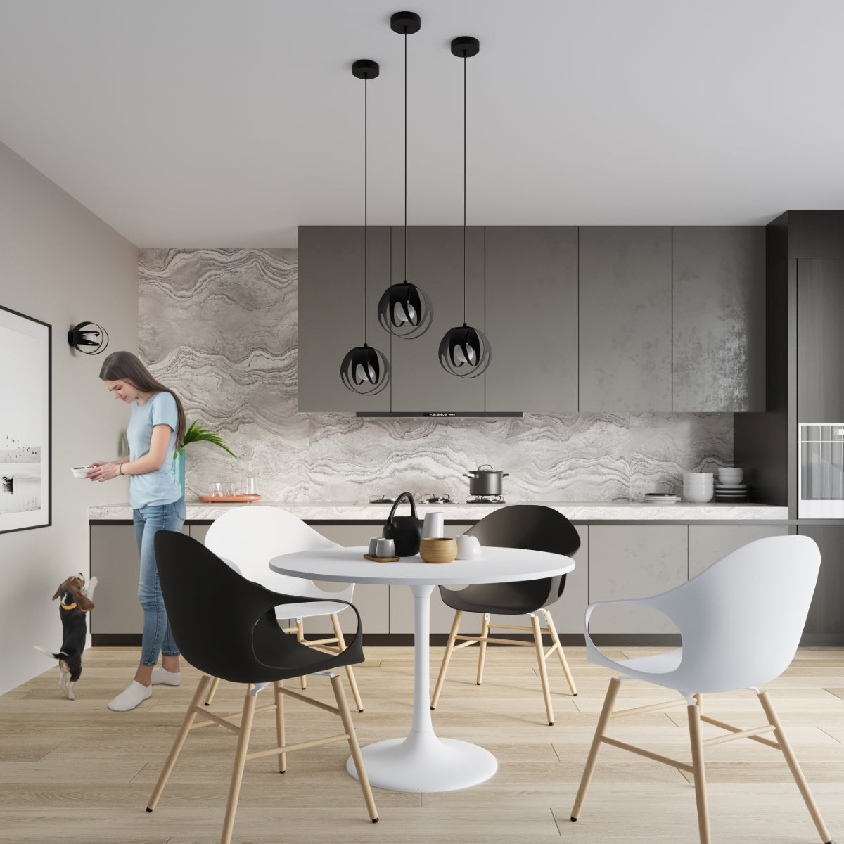 Pendelleuchte TULOS 3L schwarz Sollux Lighting