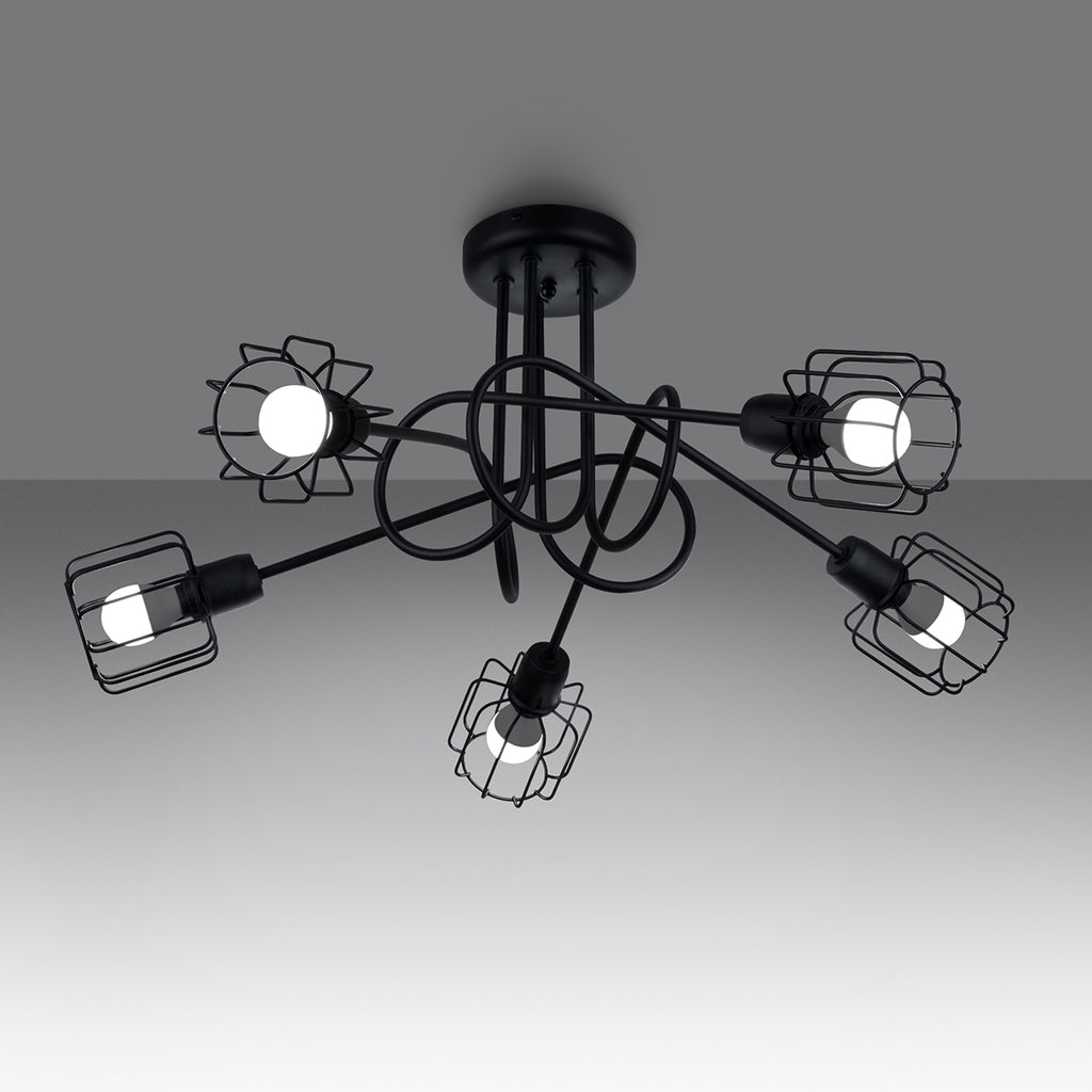 Pendelleuchte BELUCI 5S schwarz Sollux Lighting