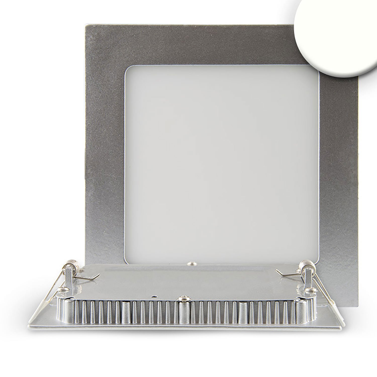 LED Downlight, 9W, eckig, ultraflach, silber, neutralweiß, dimmbar