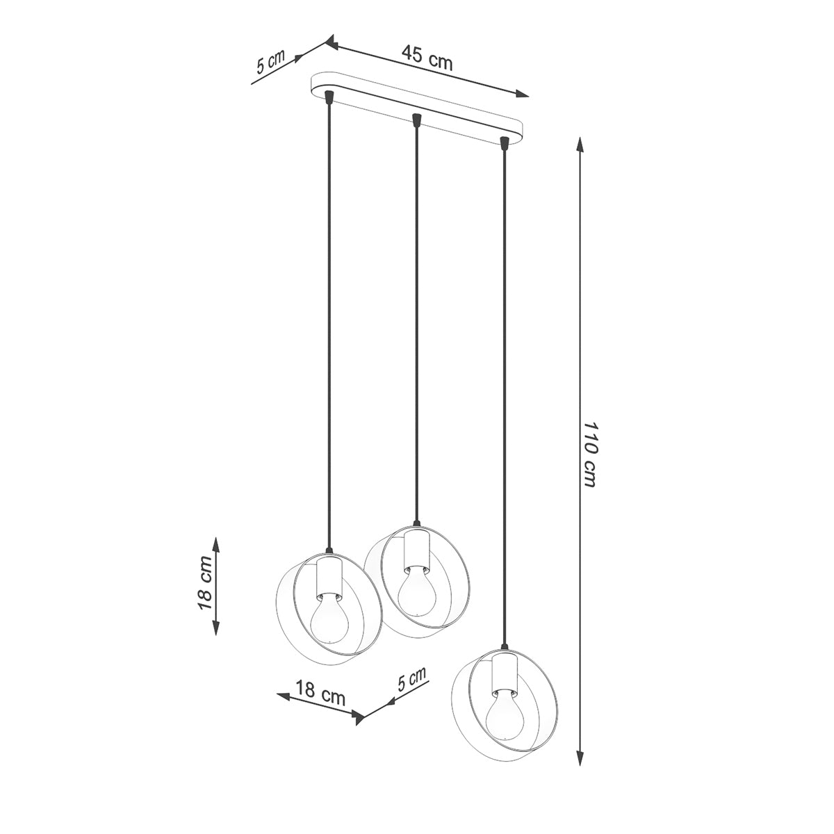 Pendelleuchte TITRAN 3 biała Sollux Lighting