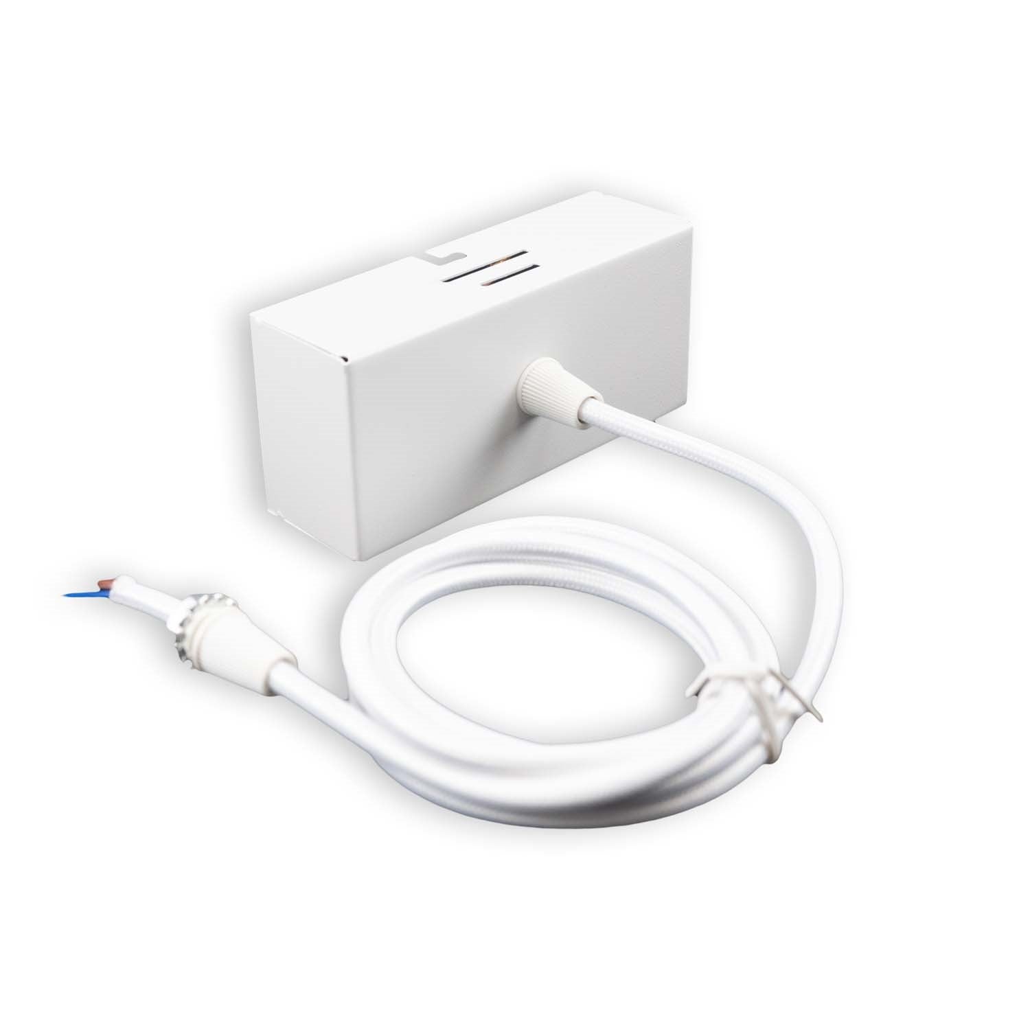 Deckenbaldachin eckig weiß inkl. 2-poliges Stoffkabel 1,5m mit Gegenverschraubung