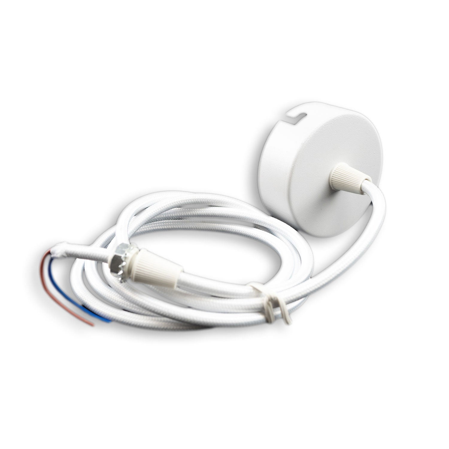 Deckenbaldachin rund 70mm, weiß, inkl. 2-poliges Stoffkabel 1,5m