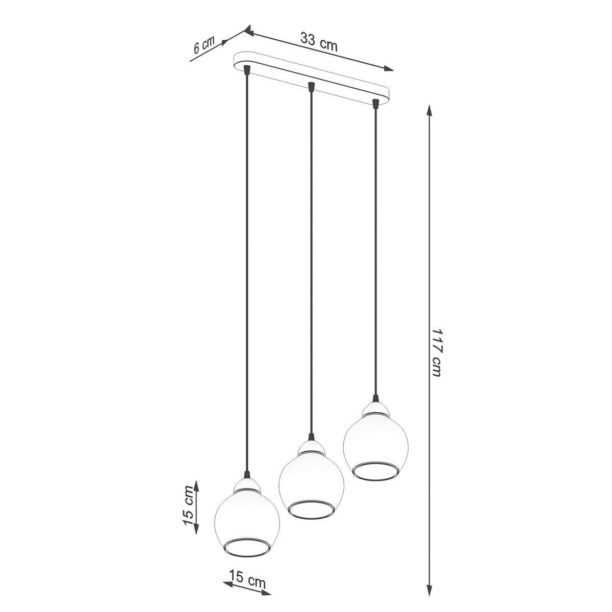 Pendelleuchte ALINO 3 schwarz Sollux Lighting