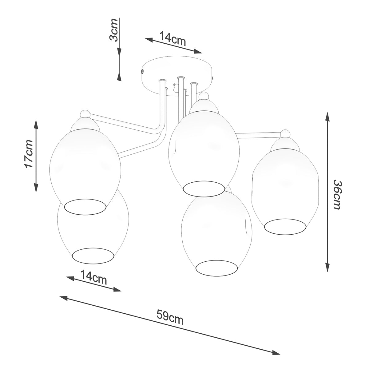 Pendelleuchte FILLAN 5 schwarz Sollux Lighting