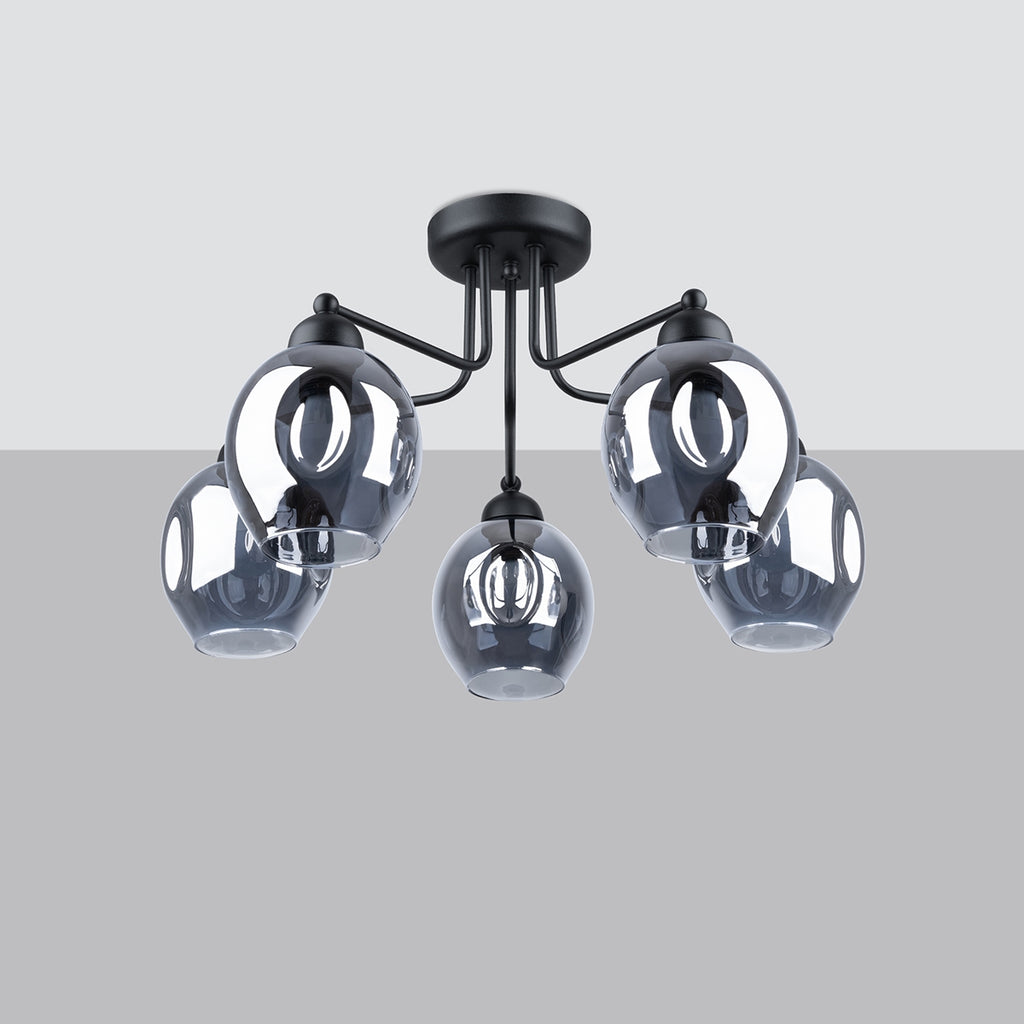 Pendelleuchte FILLAN 5 schwarz Sollux Lighting