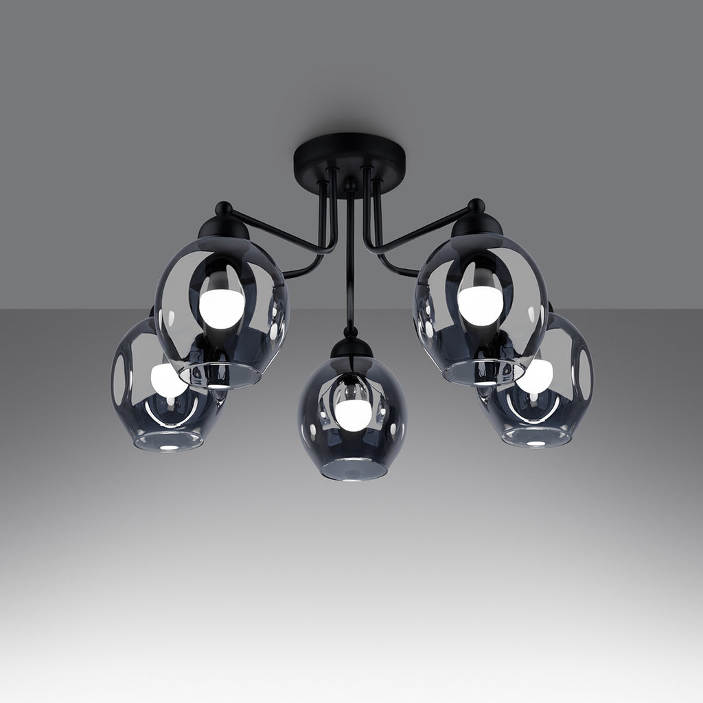 Pendelleuchte FILLAN 5 schwarz Sollux Lighting