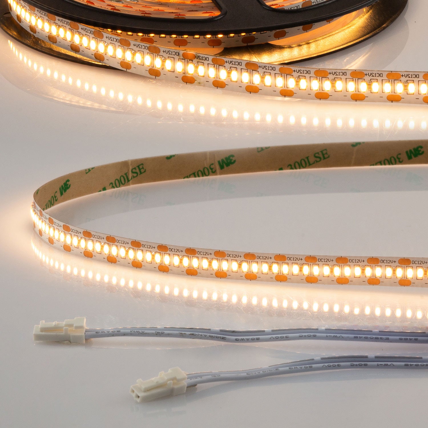 LED CRI925 MiniAMP Flexband, 12V DC, 6W, IP20, 2500K, 250cm, beids. 30cm Kabel + maleAMP, 300 LED/m