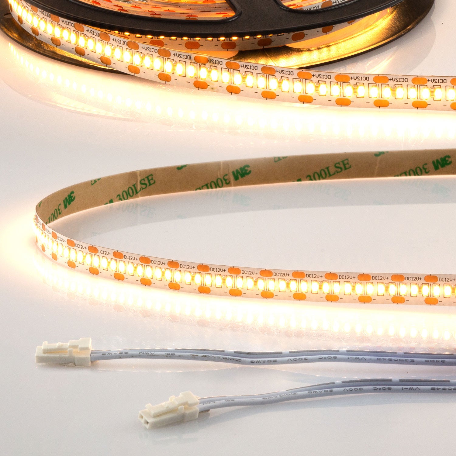 LED CRI930 MiniAMP Flexband, 12V DC, 12W, IP20, 3000K, 120cm, beids. 30cm Kabel + maleAMP, 300 LED/m