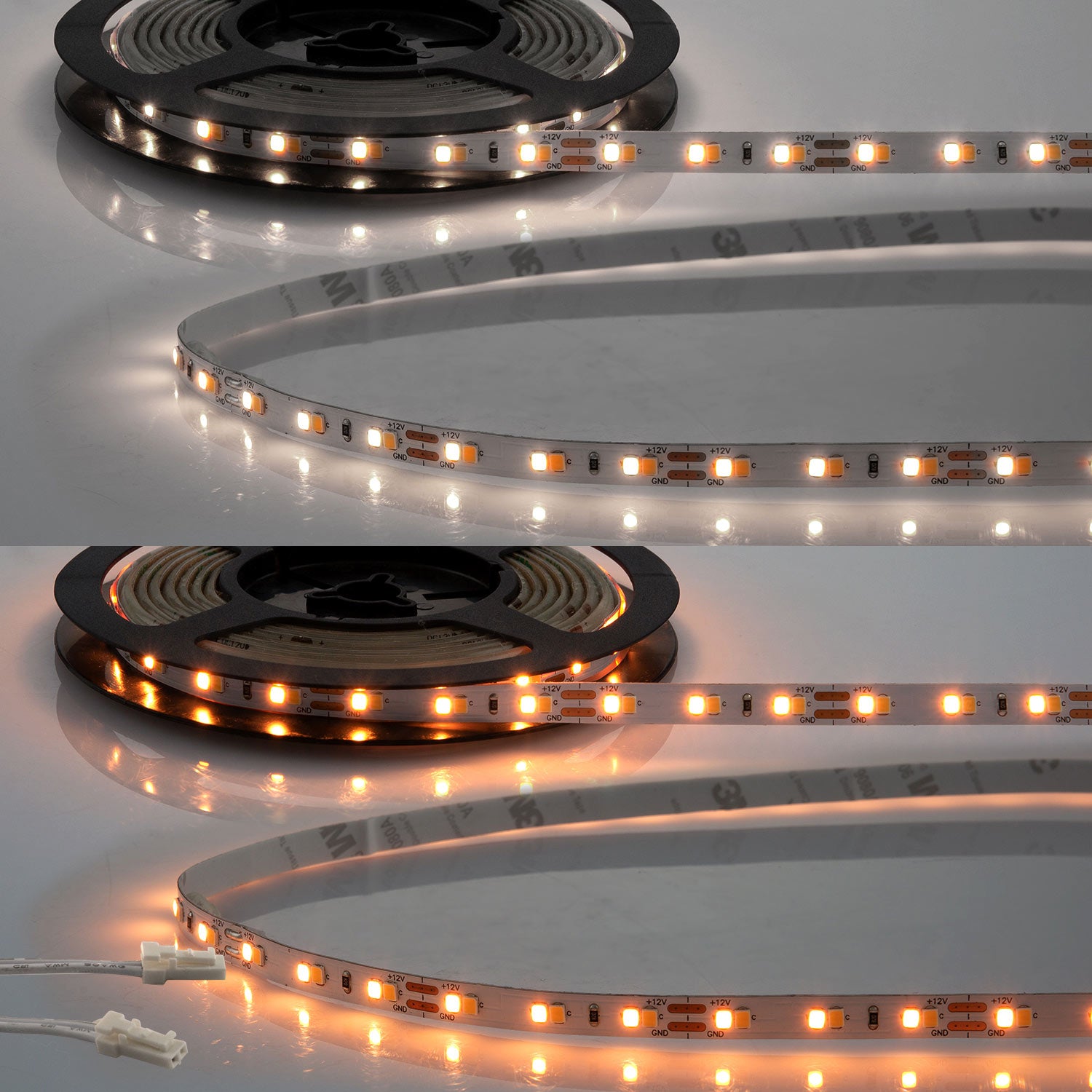 LED CRI919/940 MiniAMP CCT Flexband, 12V DC, 8W, IP20, 250cm, 2 polig, Kabel mit Stecker, 126 LED/m