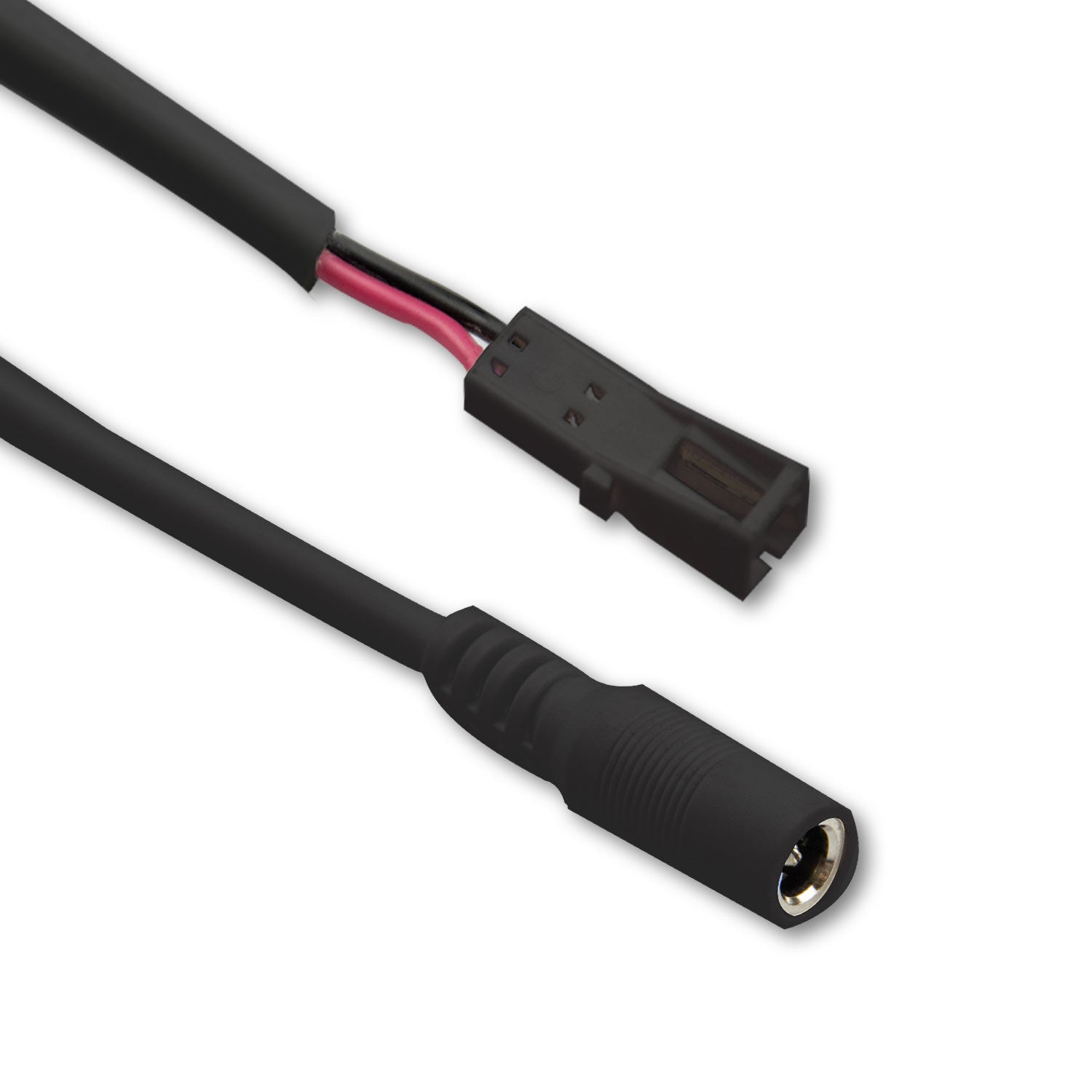 Adapter Rundstecker Female auf MiniAmp Female-Buchse, 10cm, 2-polig, schwarz, max. 3A