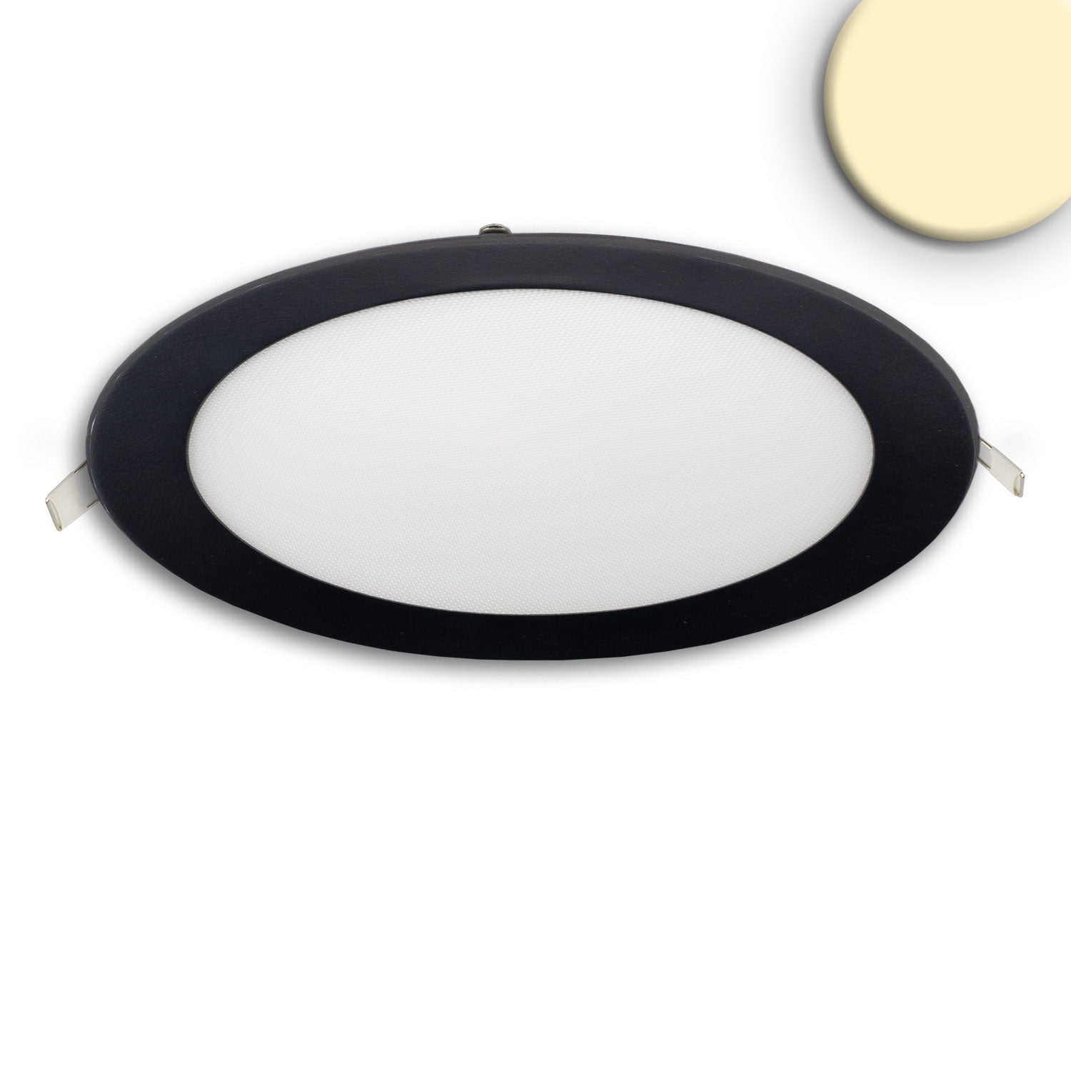 LED Downlight, 18W, rund, ultraflach, blendungsreduziert, schwarz, warmweiß, dimmbar CRI90