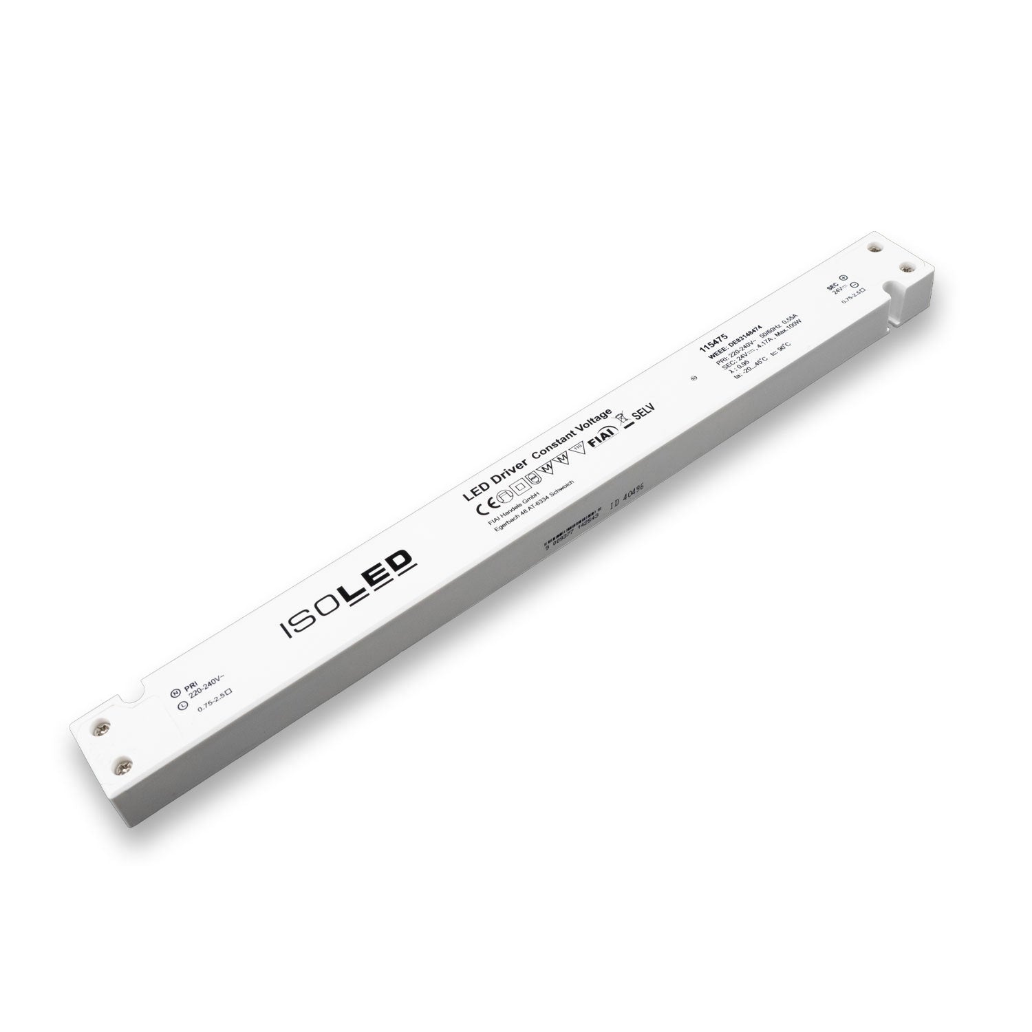LED Trafo 24V/DC, 0-100W, SELV, ultraflach, ultraschmal