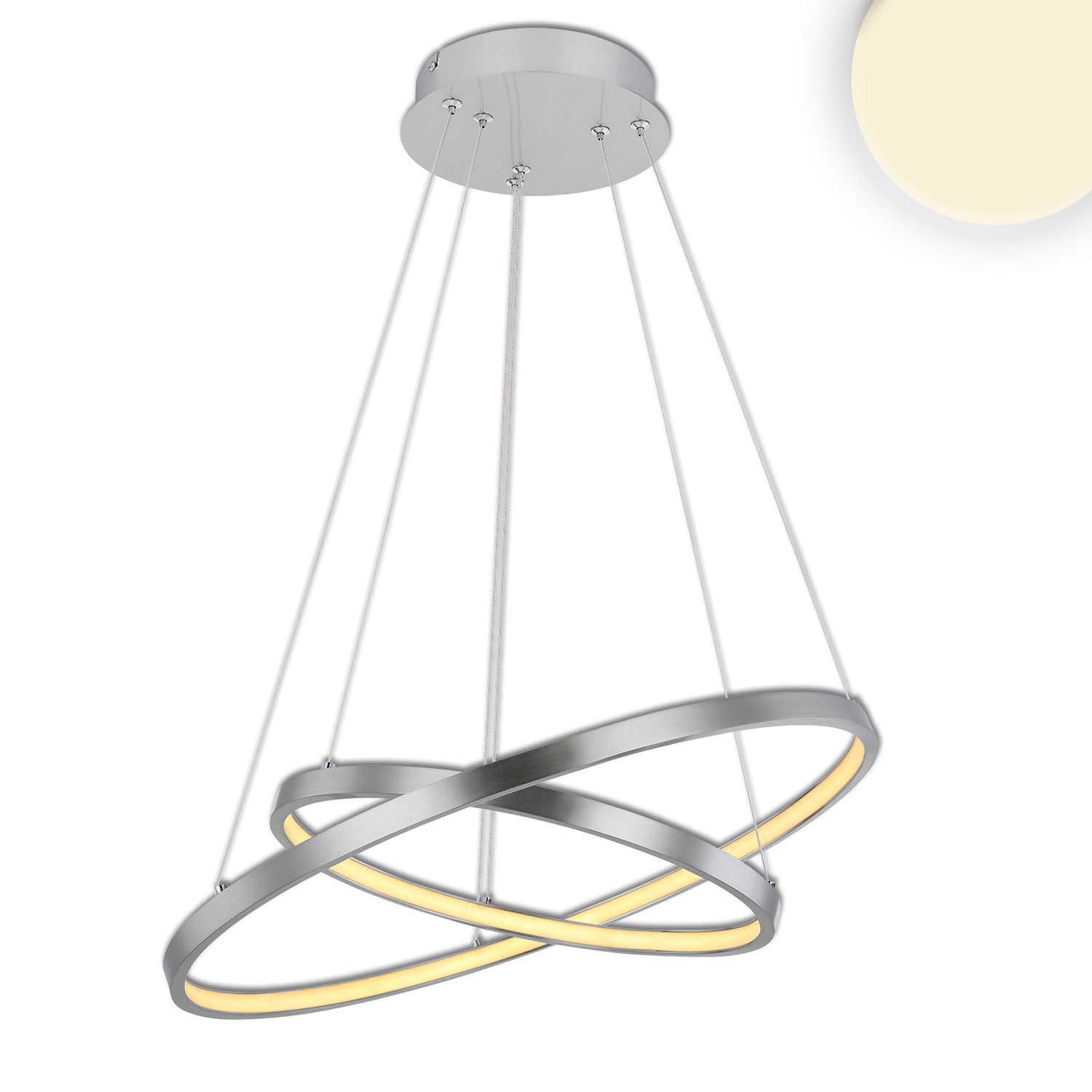 LED Hängeleuchte Ring 18W+23W, silber, warmweiß