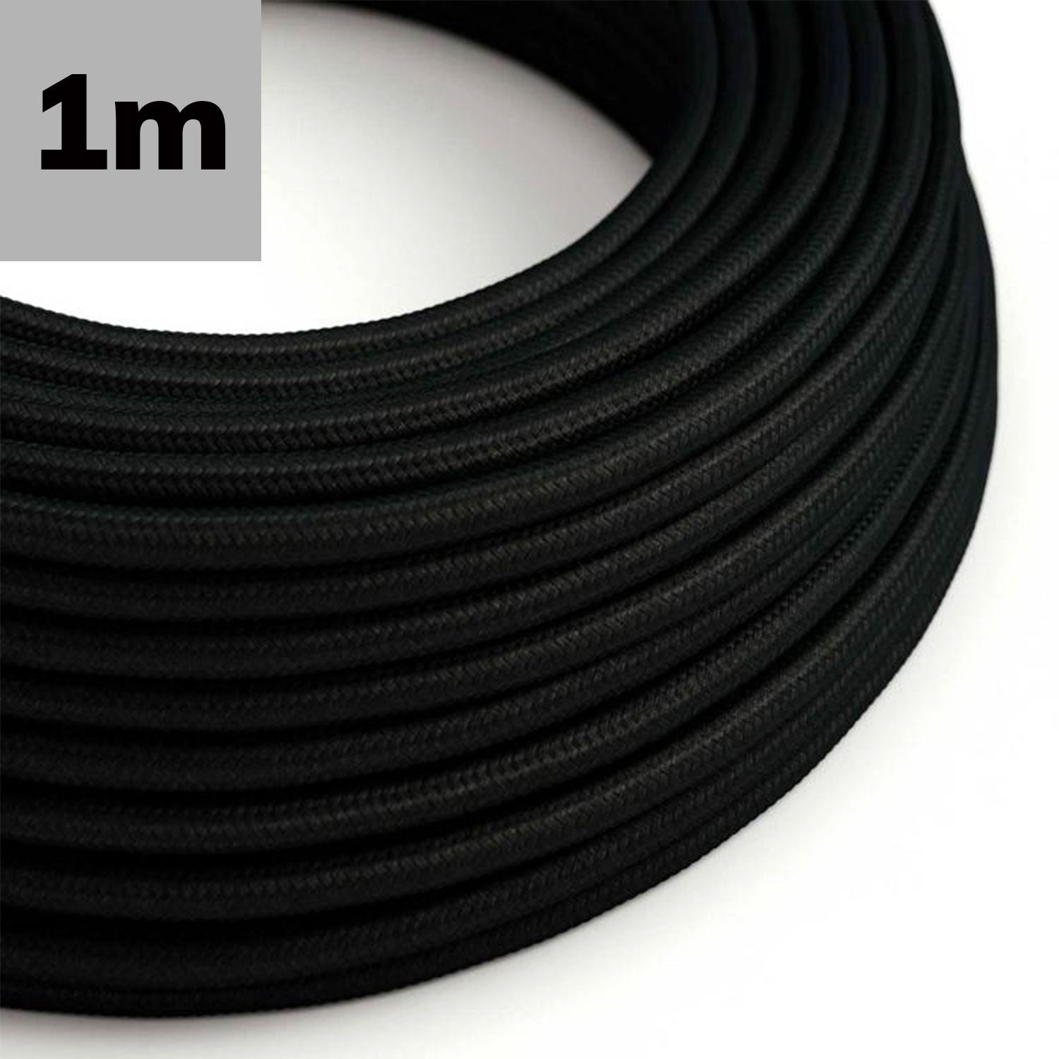Kabel Stoff-ummantelt, schwarz, 3x0,75mm² AWG18, Meterware