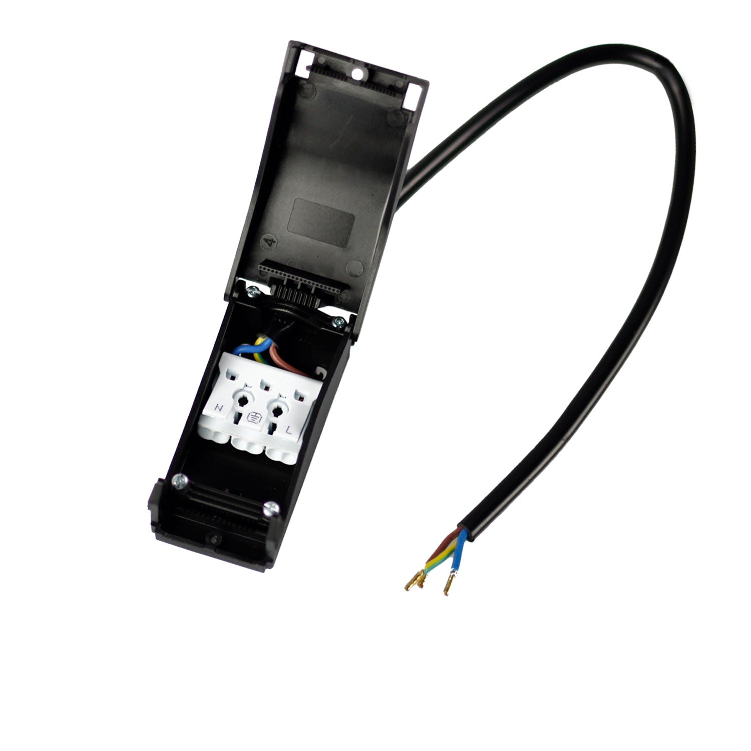 Anschlussbox 2x3-polig, 0,5-2,5mm², max. 450V/16A zur Durchverkabelung, mit 30cm Anschlussleitung