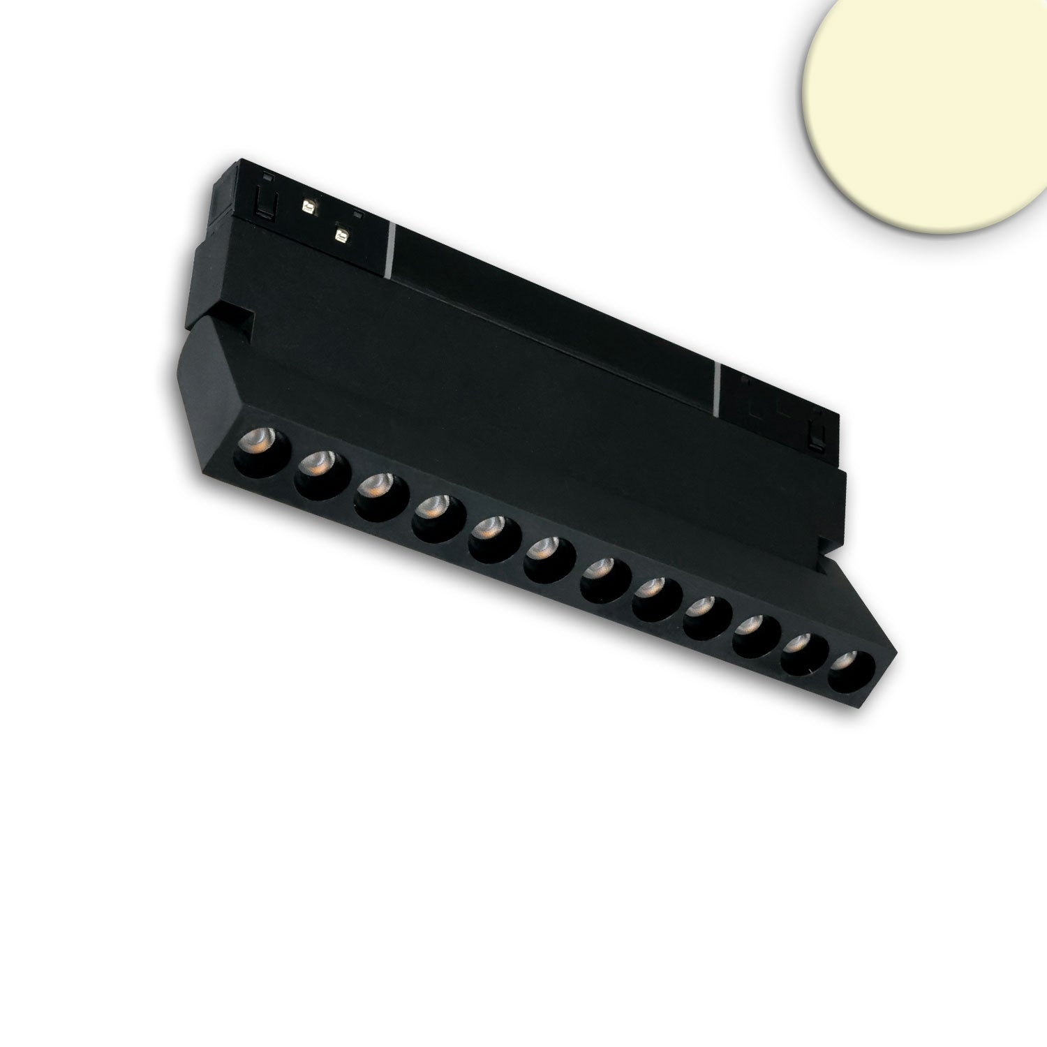 Track48 Raster-Schienenstrahler 22cm schwarz, 12W, 36°, UGR<19, 48V DC, 3000K, CRI90, DALI dimmbar