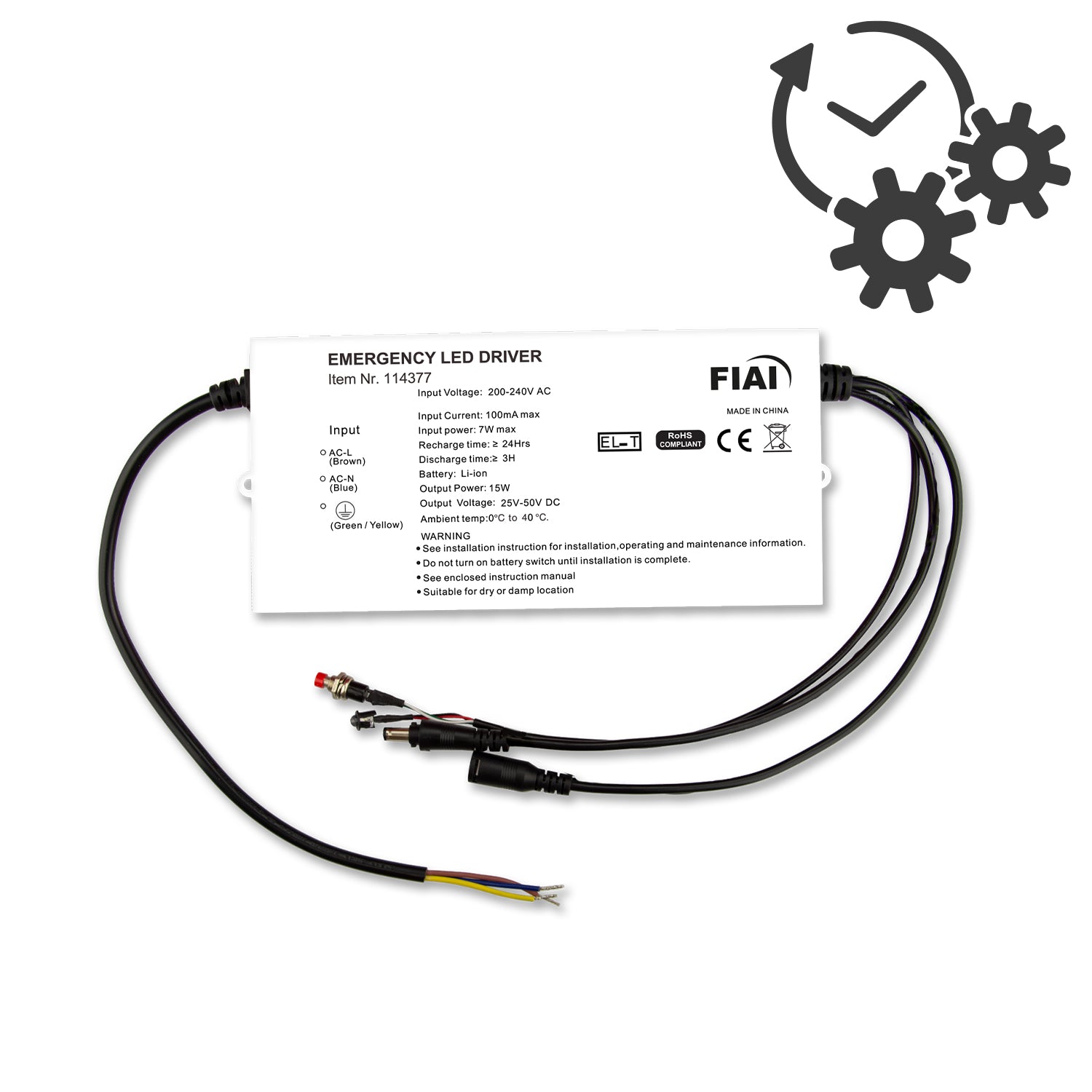 Notlicht-Upgrade mit Li-Ion 2600mAh Akku, 15W (25-50V DC)